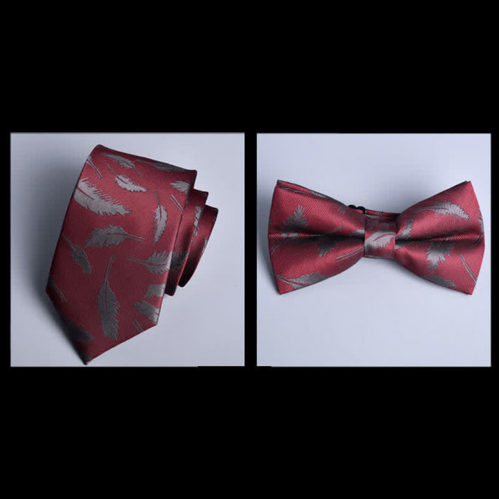 8 pezzi papillon con foglie rosso scuro e fiori alla moda, scatola regalo