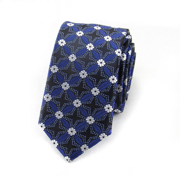 Cravatta geometrica con ricamo floreale da uomo