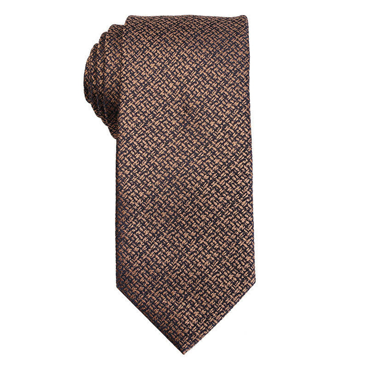 Cravatta da uomo con micro-quadri della serie Coffee Brown - Roccia - image 6