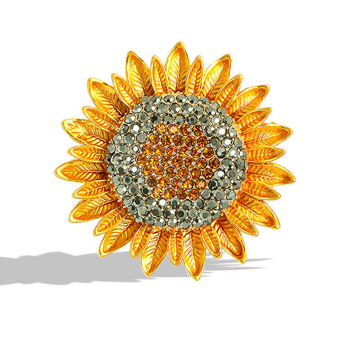 Spilla da donna con strass e girasole giallo