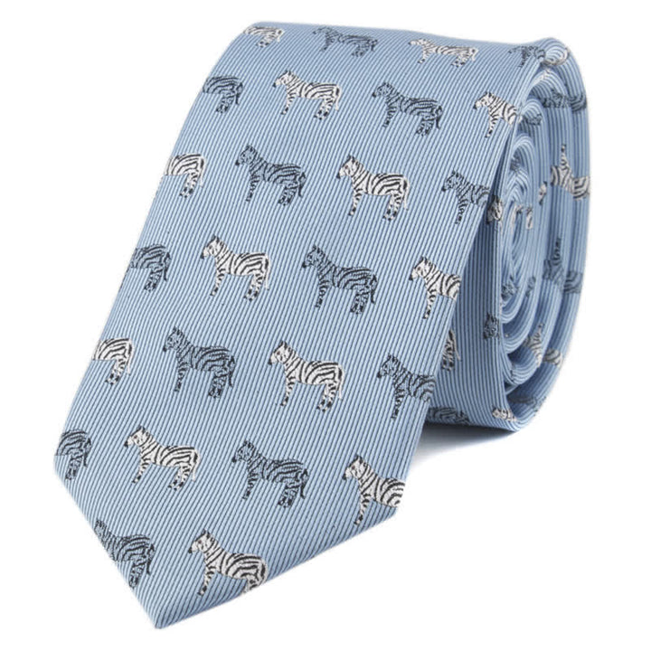 Cravatta da uomo con motivi da poker e animali - Zebra azzurra - image 7