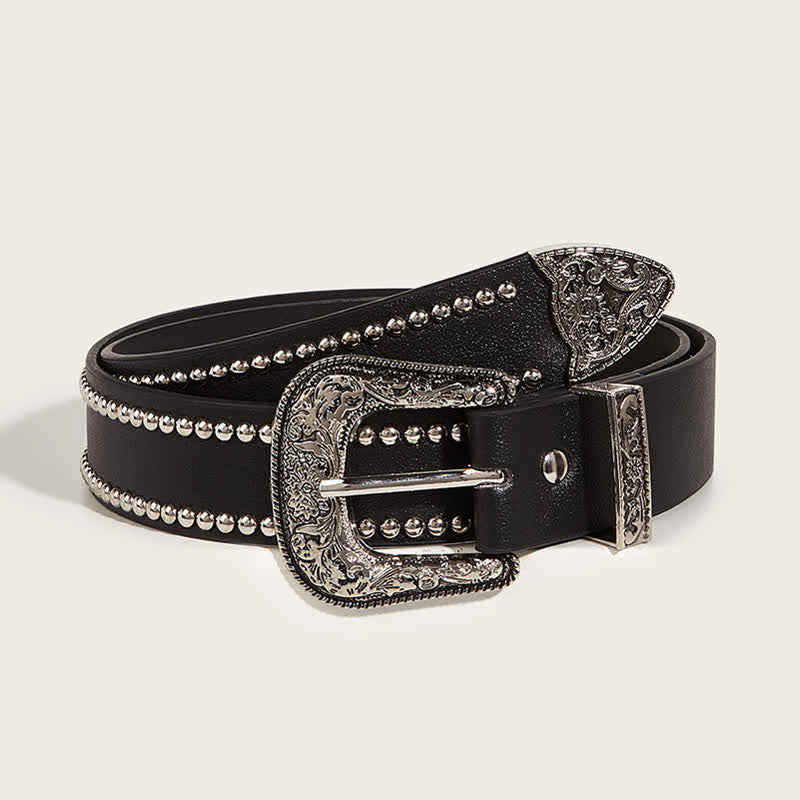 Cintura in pelle con rivetti stile punk da donna