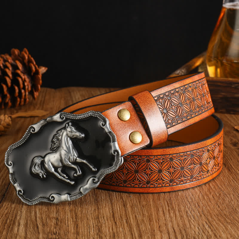 Cintura da uomo in pelle di cavallo da corsa nera e argentata - Stile n. 4 - 42 - image 7