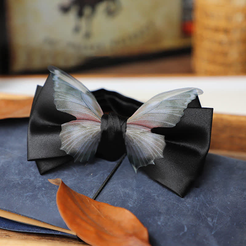 Set da taschino con papillon e fazzoletto da taschino a farfalla in organza vintage da uomo