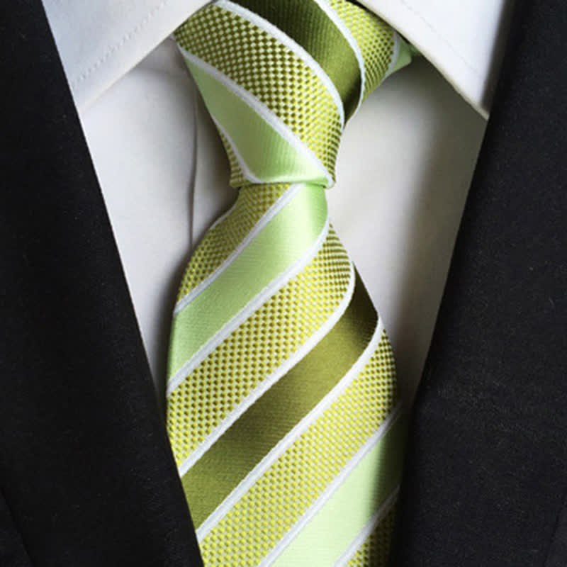Cravatta a righe colorate di classe da uomo - Verde oliva - image 0