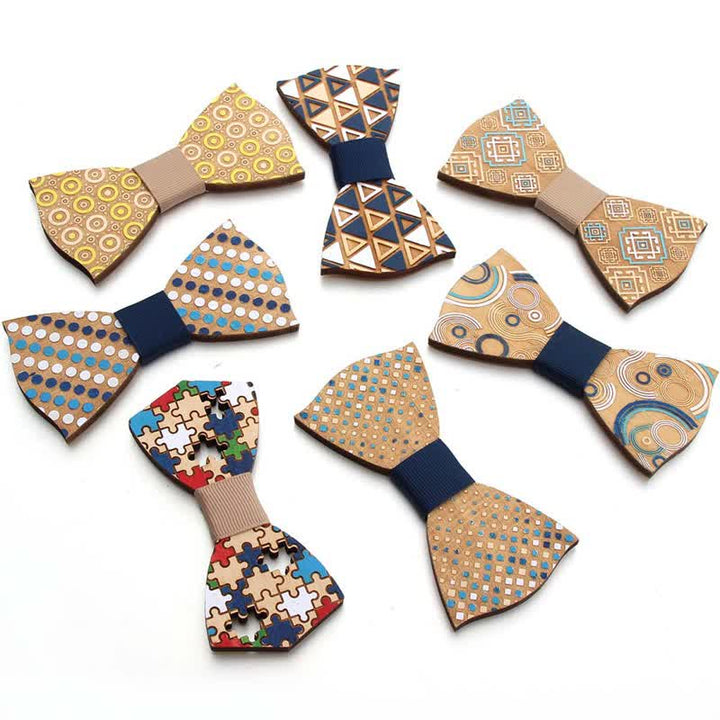 Papillon in legno dipinto da pezzi di puzzle da uomo