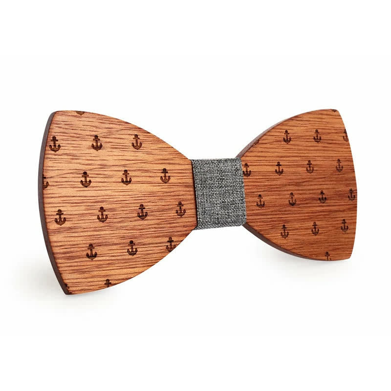 Papillon in legno con ancora da barca nautica da uomo - Grigio - image 4