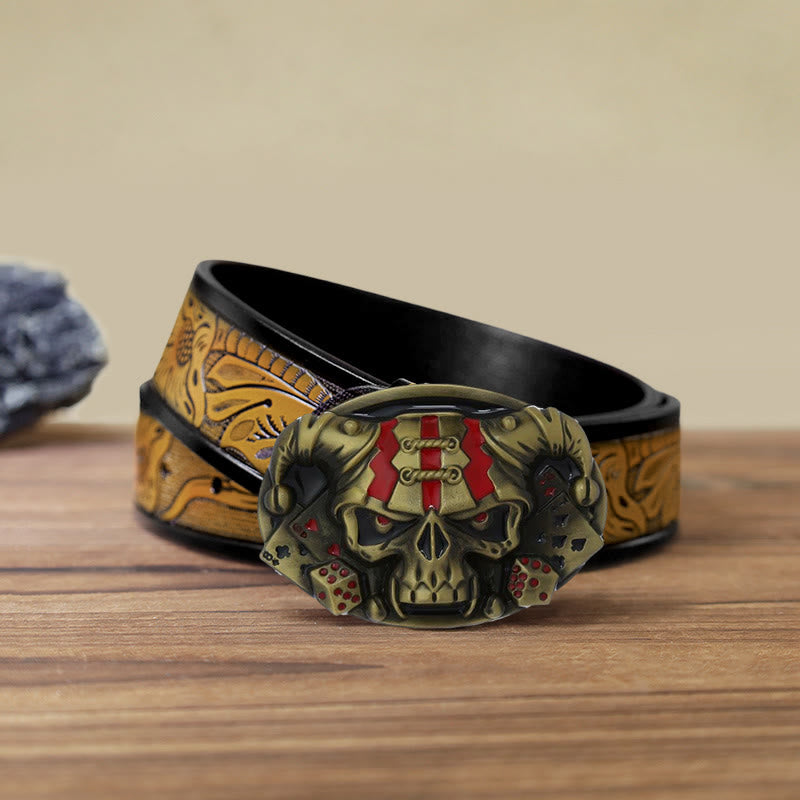 Cintura in pelle con fibbia Joker Clown Skull fai da te da uomo