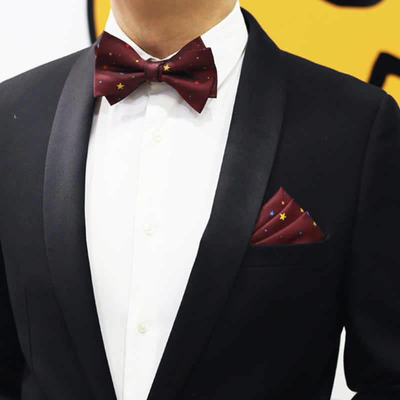 Papillon da uomo con stelle scintillanti colorate bordeaux