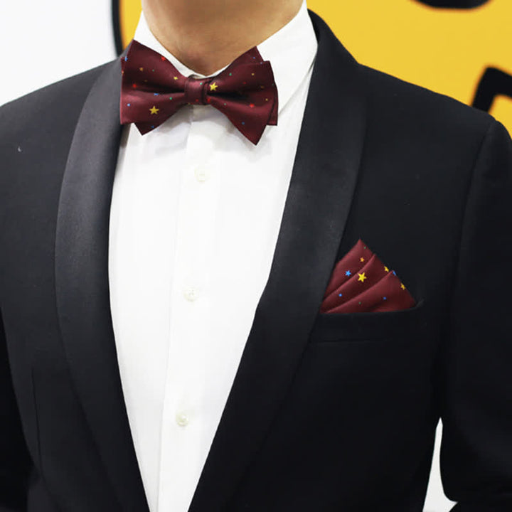 Papillon da uomo con stelle scintillanti colorate bordeaux