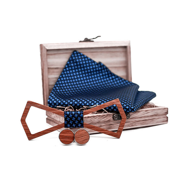 Set di 3 papillon in legno con design intagliato cavo da uomo - image 2