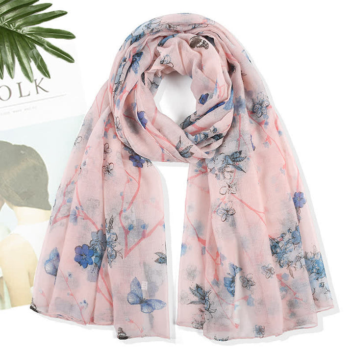 Sciarpa lunga avvolgente con motivo floreale vivace ed elegante da donna
