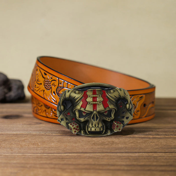 Cintura in pelle con fibbia Joker Clown Skull fai da te da uomo