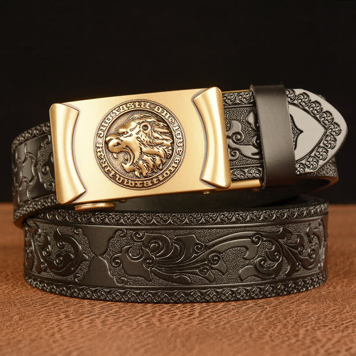 Cintura in pelle da uomo con testa di leone punk - Oro e nero - 46 - image 9
