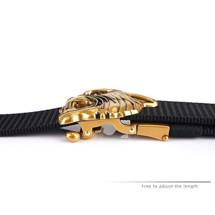 Cintura in nylon con testa di tigre ruggente da uomo