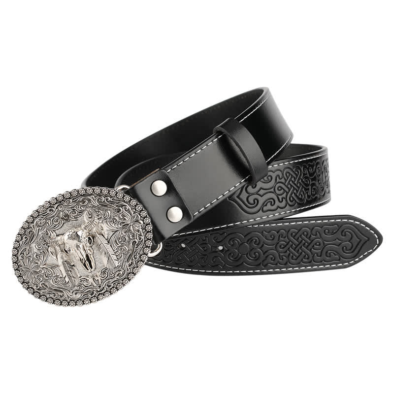 Cintura in pelle da uomo con piuma incisa Bull Jeans