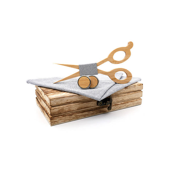 Set di 3 papillon in legno con forbici da uomo