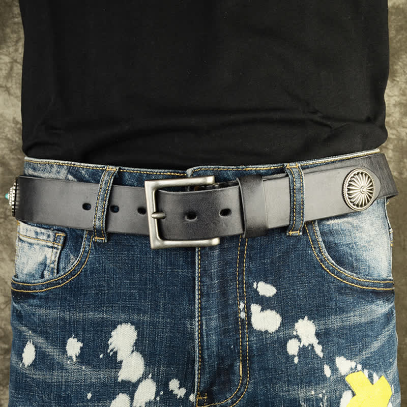 Cintura da uomo in pelle con borchie in metallo pesante punk