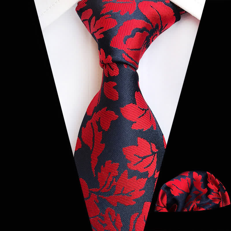 Set di 2 cravatte floreali da uomo con foglie da giardino - Rosso - image 6