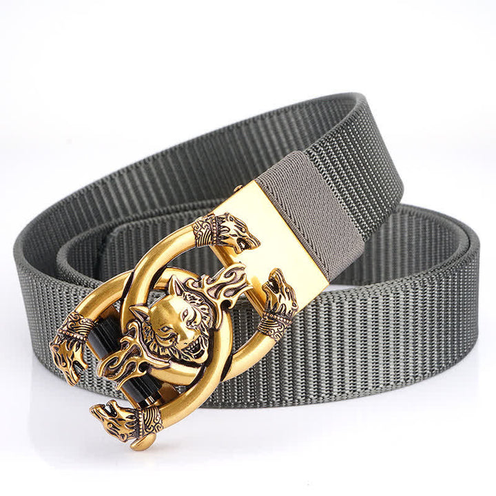 Cintura da uomo in nylon con scritta "Fierce Wolves In Flame"