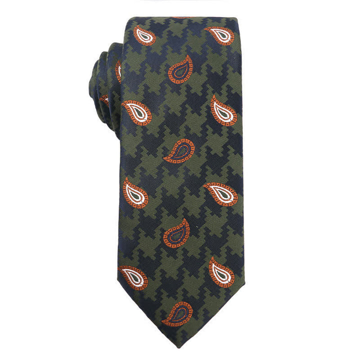 Cravatta da uomo serie verde foresta arancione - Paisley - image 3
