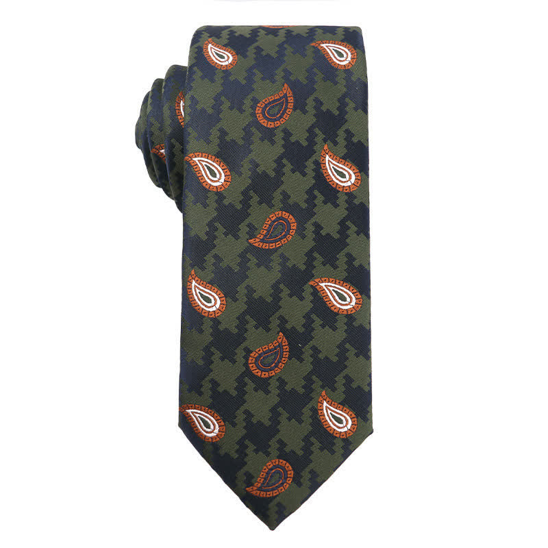 Cravatta da uomo serie verde foresta arancione