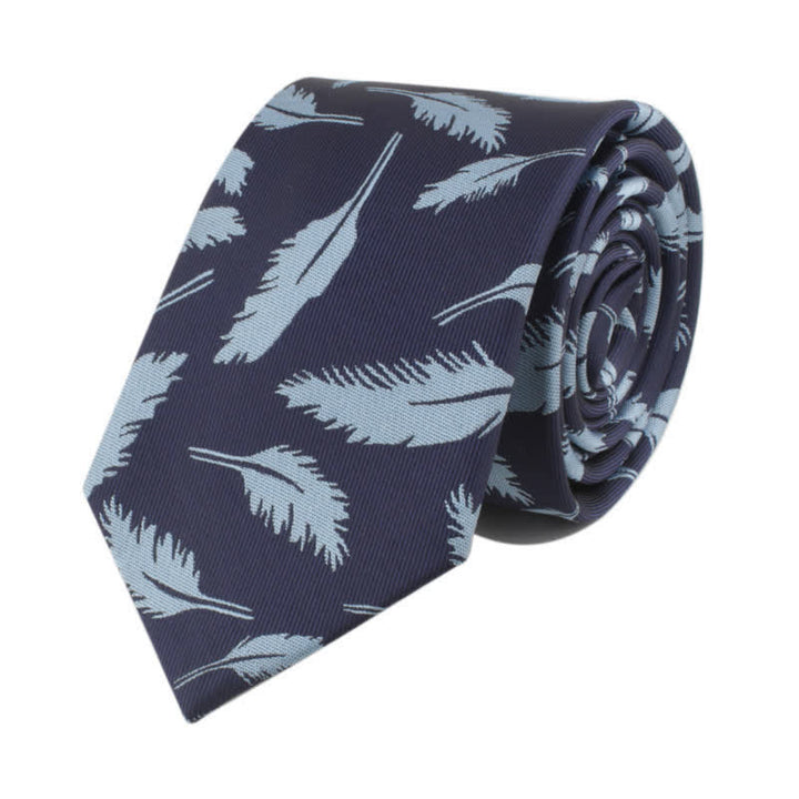 Cravatta da uomo in jacquard con stampa di piume