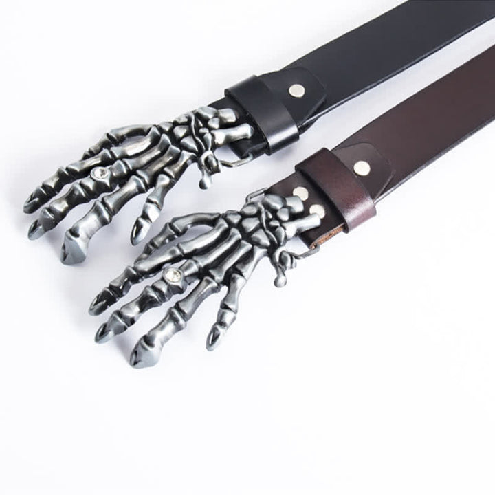 Cintura in pelle da uomo con scheletro punk rock