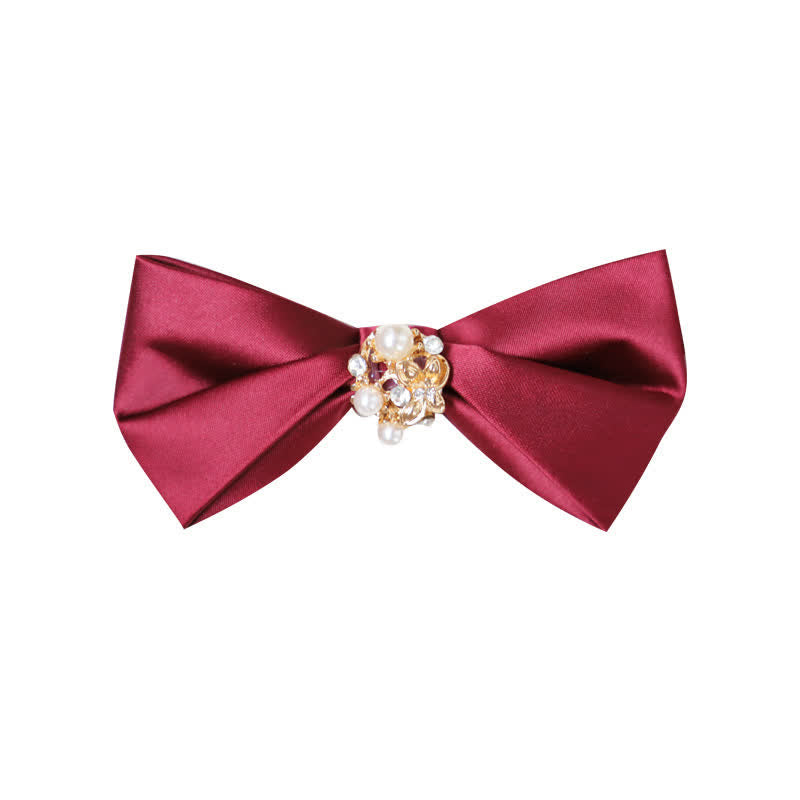 Papillon in raso con perle e fiori da uomo