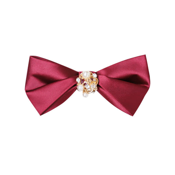Papillon in raso con perle e fiori da uomo