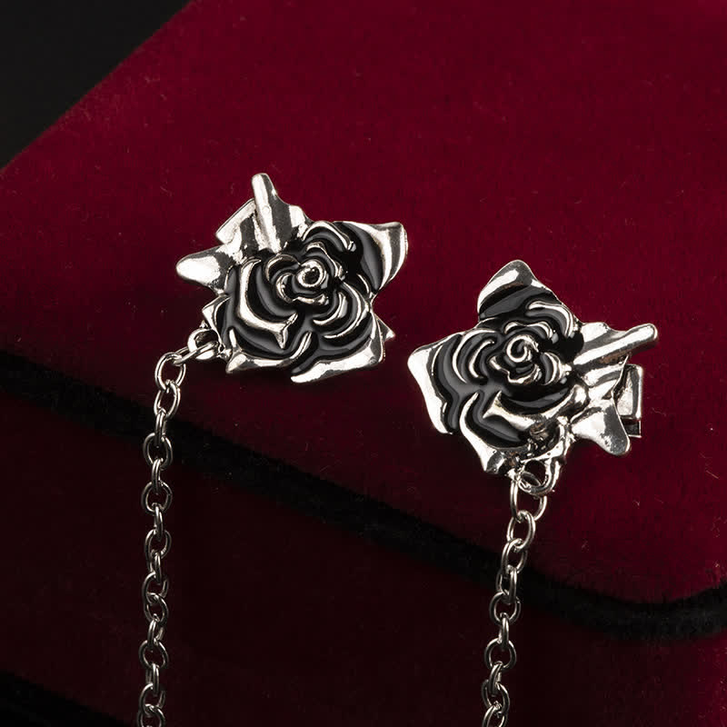 Spilla da colletto con catena a forma di rosa anticata da uomo - image 3