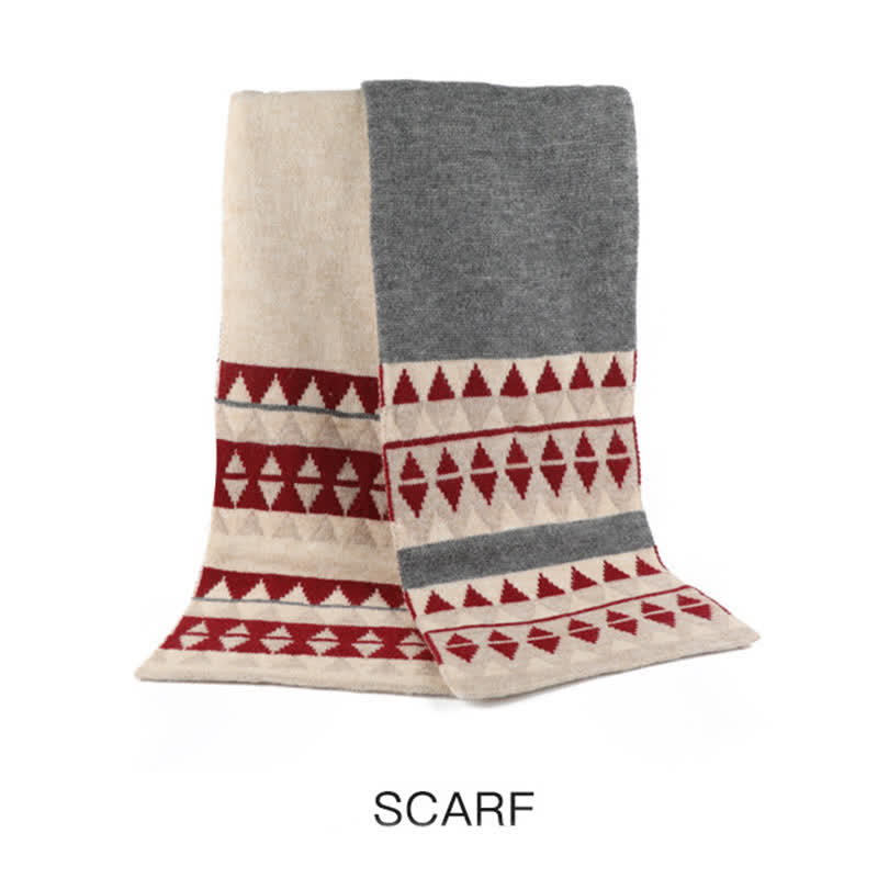 Set di 3 cappelli, sciarpe e guanti con motivo a triangolo da donna