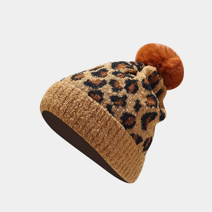 Set di 3 cappelli, sciarpe e guanti con stampa leopardata da donna