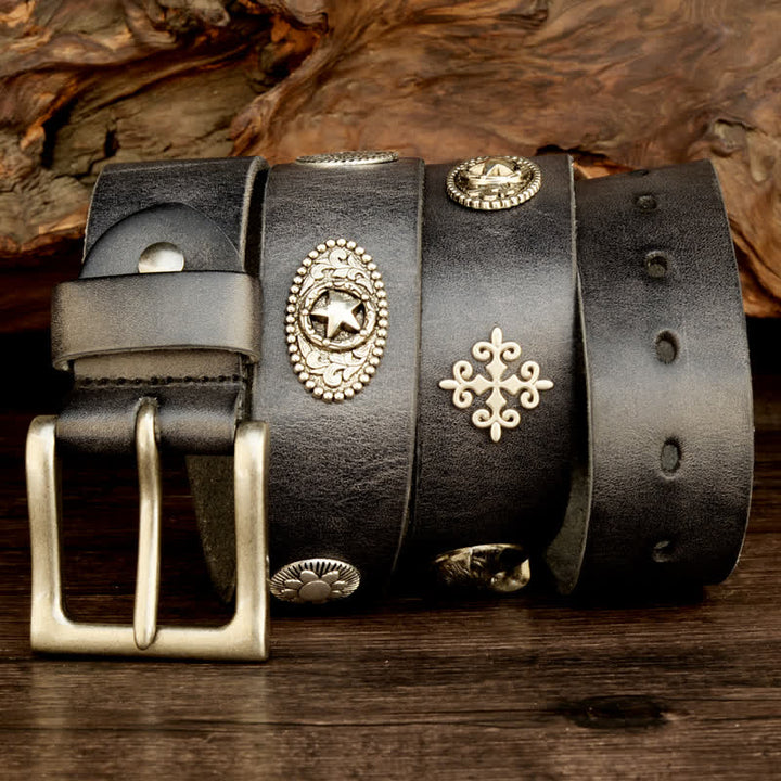 Cintura da uomo in pelle con borchie in metallo pesante punk