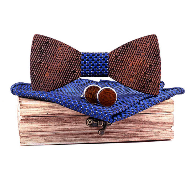 Set di 3 papillon in legno a forma di foglie cave da uomo - Scacchiera della Marina - image 8
