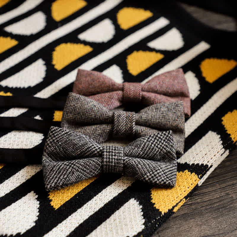 Papillon semplice in misto lana tweed da uomo