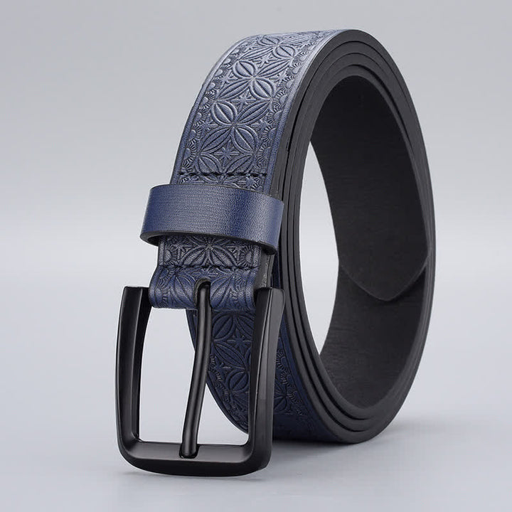 Cintura in pelle con stampa geometrica di monete da uomo