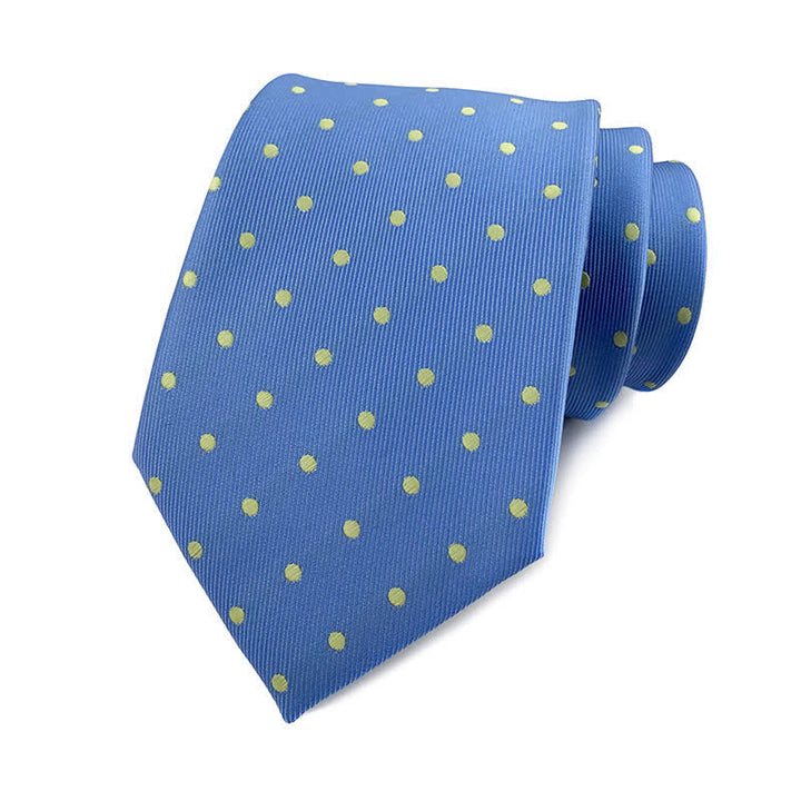 Cravatta a pois da uomo - Piccoli punti - Blu e giallo - image 8