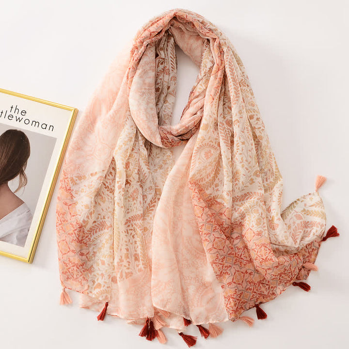 Sciarpa sottile con nappe floreali a farfalla da donna