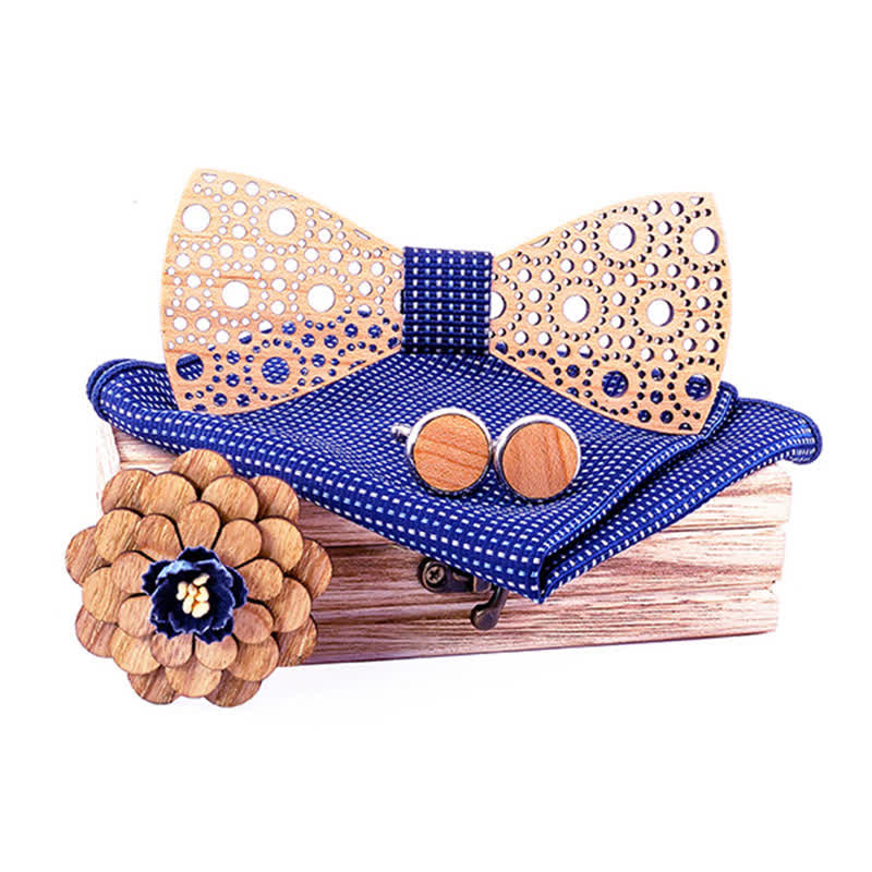 Set di 4 papillon rotondi in legno cavo da uomo - Linea della Marina - image 9