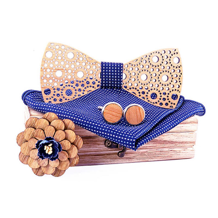 Set di 4 papillon rotondi in legno cavo da uomo - Linea della Marina - image 9