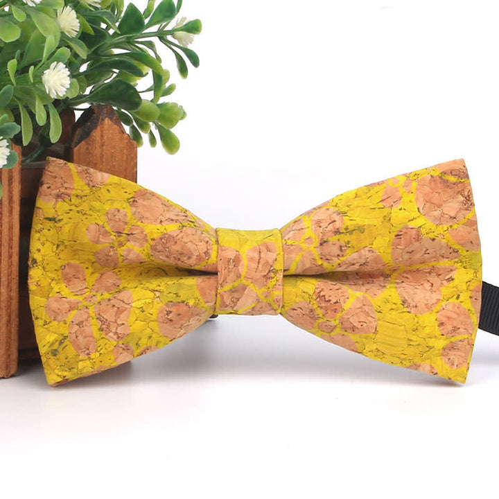 Papillon multicolore con stampa geometrica effetto legno da uomo