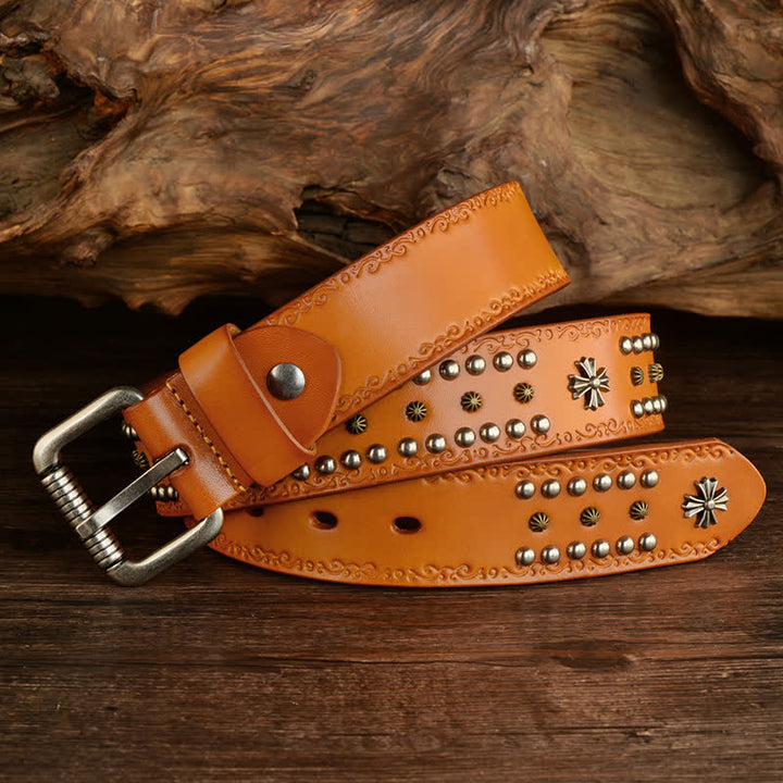 Cintura unisex con decorazione a borchie e borchie incrociate in stile rock