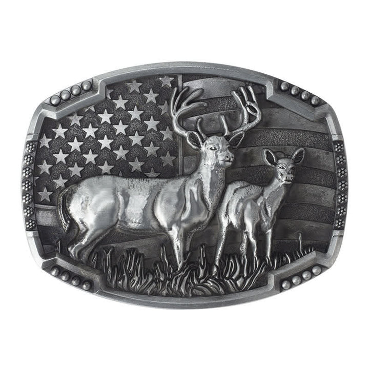 Cintura in pelle con fibbia della bandiera americana da cacciatore di cervi fai da te da uomo