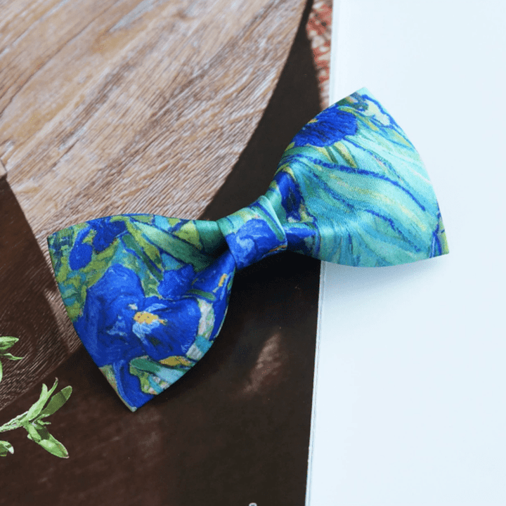 Papillon da uomo con stampa a olio creativo, motivo iris verde