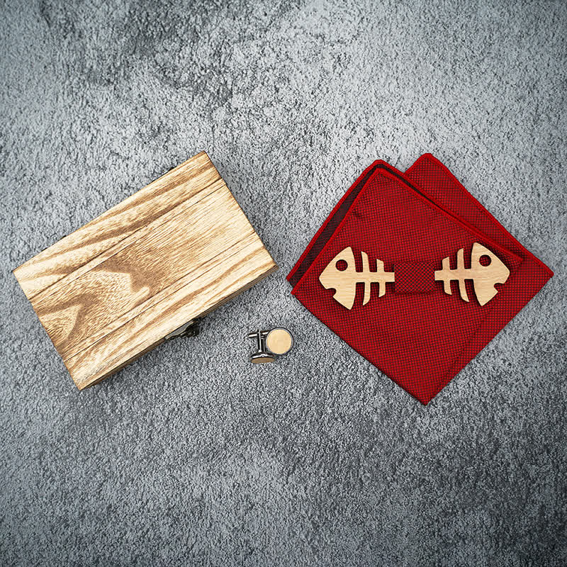 Set di 3 papillon in legno a spina di pesce da uomo - image 2