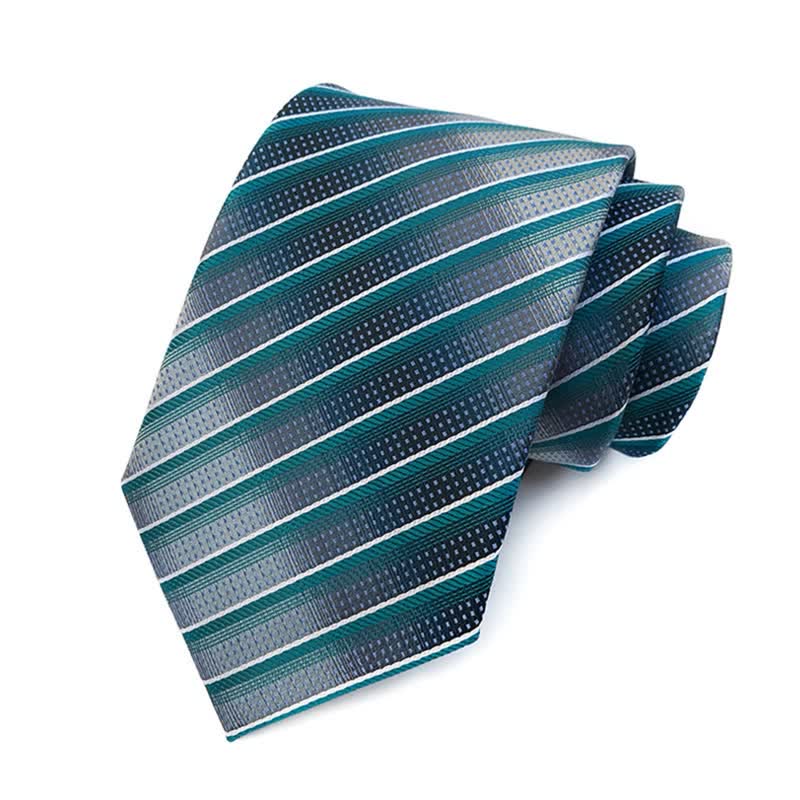 Set di 3 cravatte a righe grigie e verde acqua moderne da uomo - image 1
