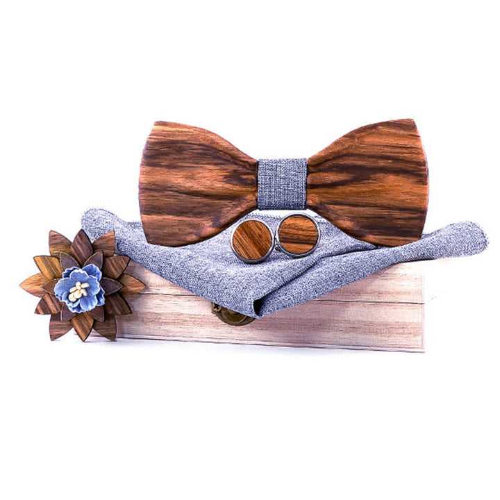 Set di 4 papillon in legno concavo formale da uomo