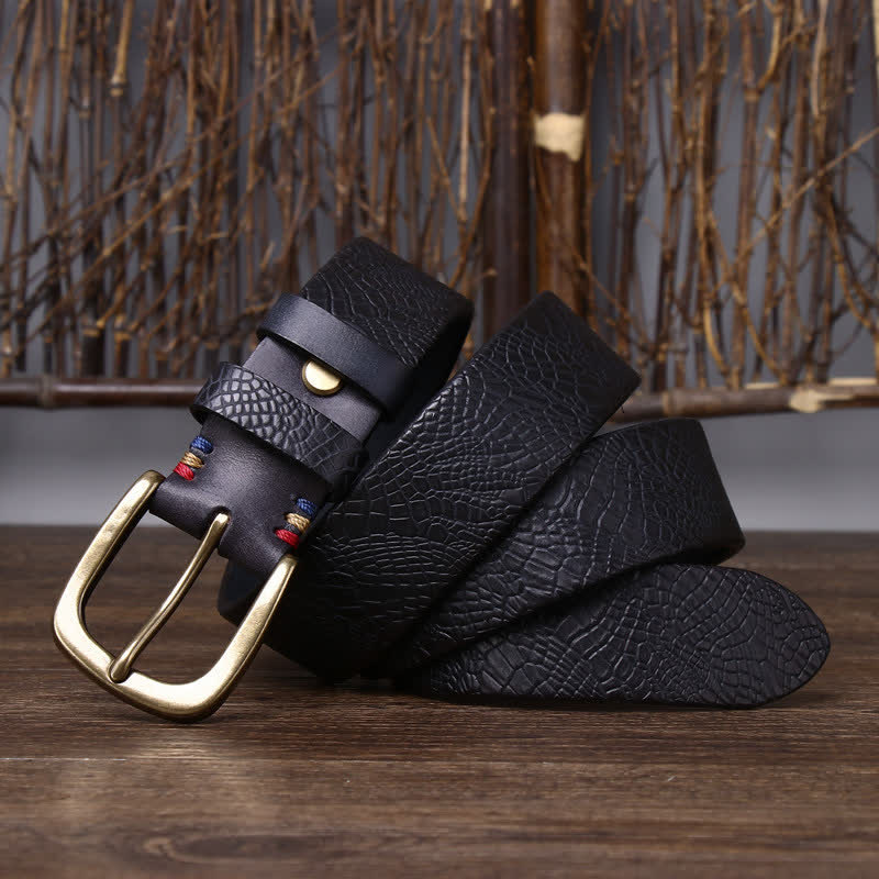 Cintura da uomo in pelle di serpente con grana Serpentine