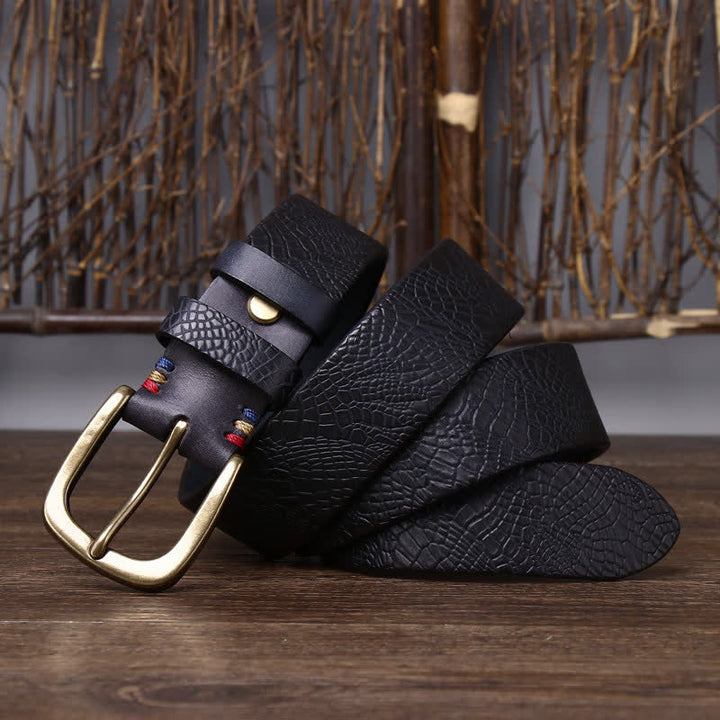 Cintura da uomo in pelle di serpente con grana Serpentine